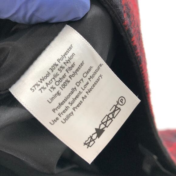 Eddie Bauer 14 (Fits 36In) Wool Blend Zip Plaid Mini Skirt Black Red MINT - Picture 8 of 11